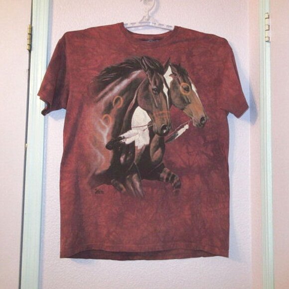 Vtg Y2K The Mountain War Pony T-Shirt Size XL Equestrian Native Horse Western - Picture 1 of 9